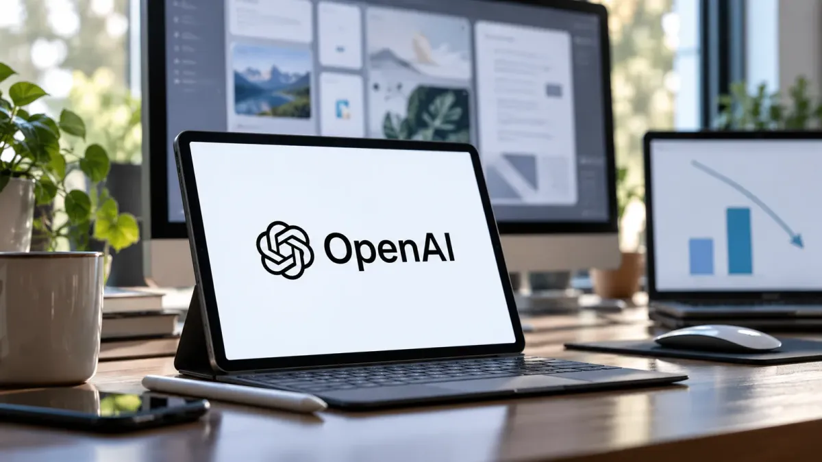 OpenAI logo, editorial illustration
