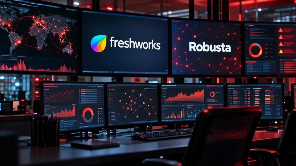 Freshworks and Robusta logo, editorial illustration