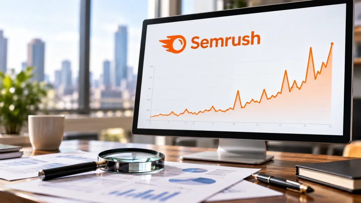 Semrush and Ahrefs logo, editorial illustration